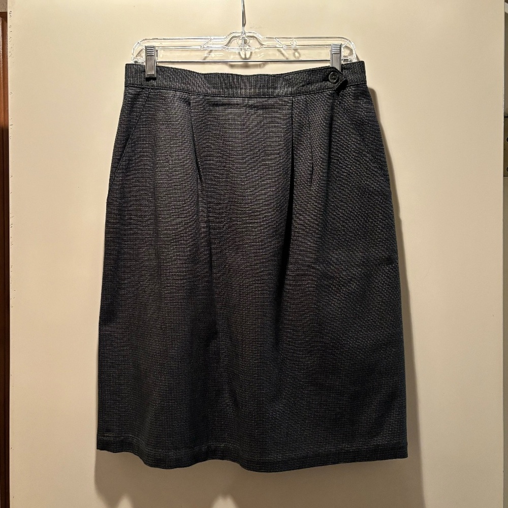 Lands' End Olive/Black Houndstooth Skirt